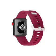 GENERICO - Correa De Silicona Iwatch Applewatch Vinotinto 42-44-45MM-S