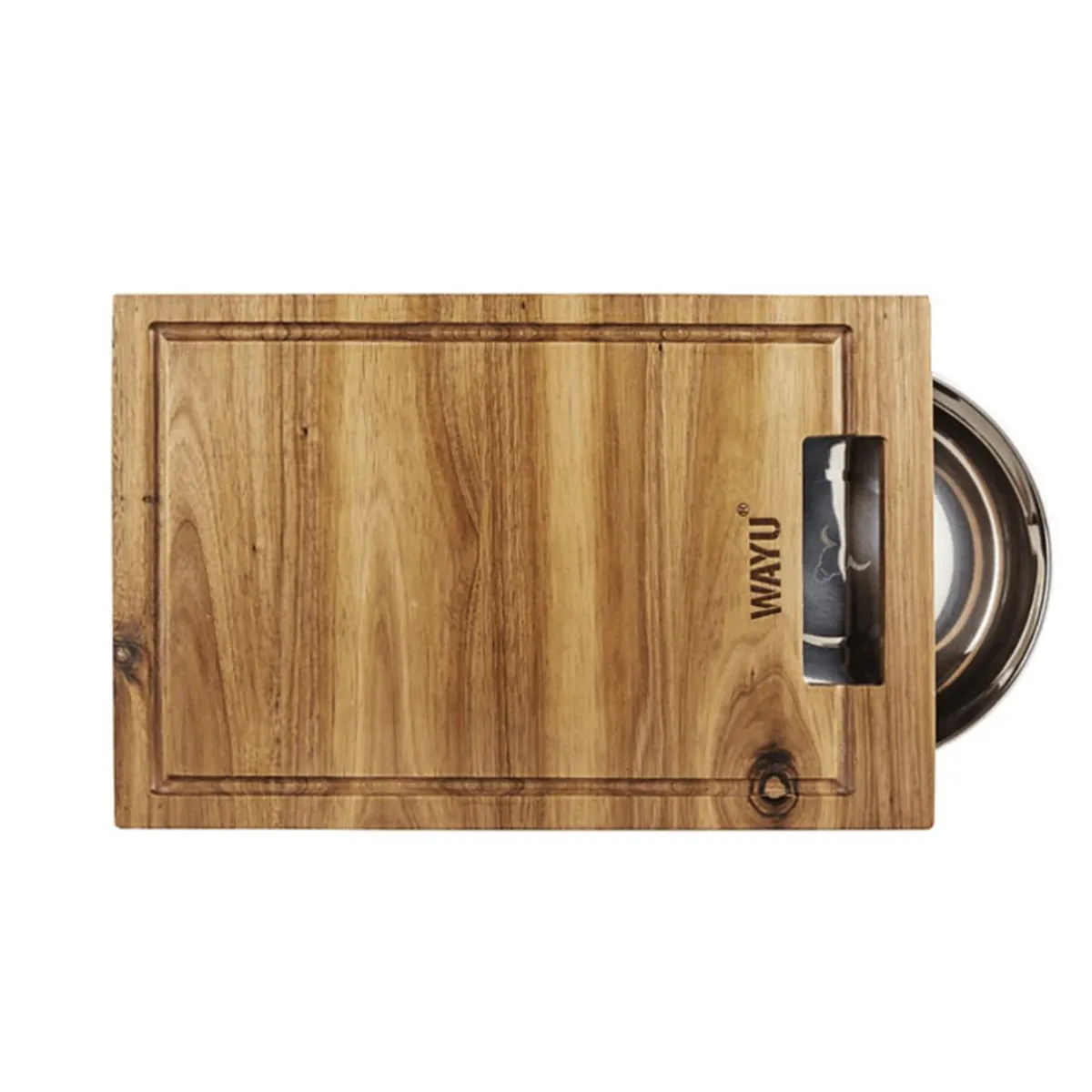 WAYU - TABLA MADERA BOWL ACERO WAYU