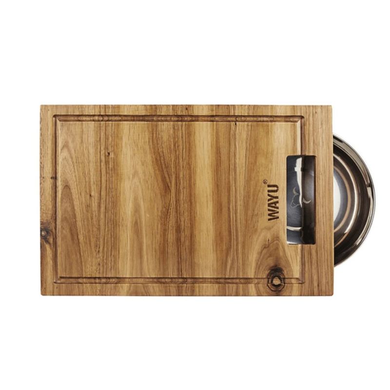WAYU - TABLA MADERA BOWL ACERO WAYU