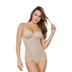 LEONISA - Faja body busto libre de control con encaje y tul 018509 Marrón