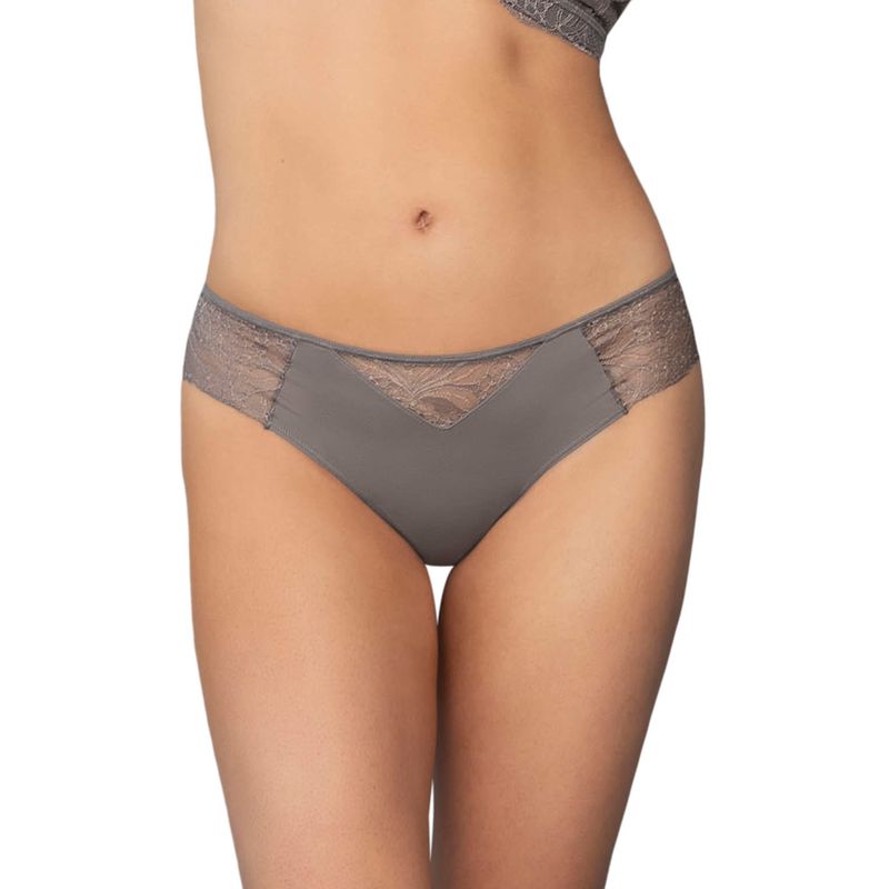 LEONISA - Calzón estilo tanga colaless con laterales y encaje 012985 Gris Oscuro