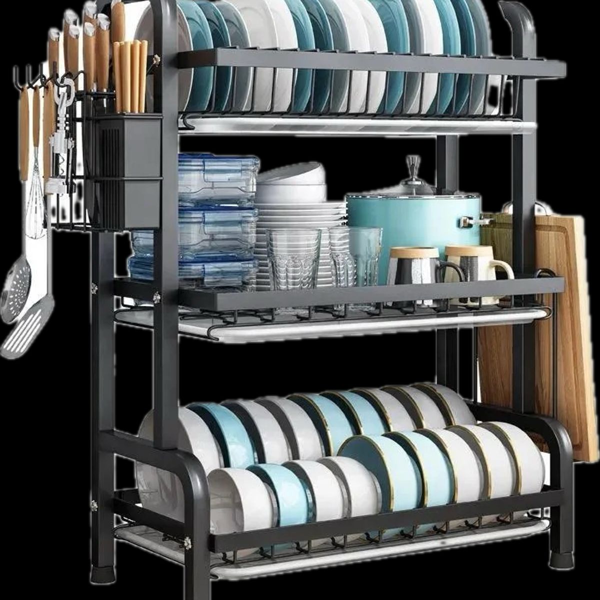 ACTUAL - Secador de Platos Escurridor de Loza 3 Niveles Gran Capacidad