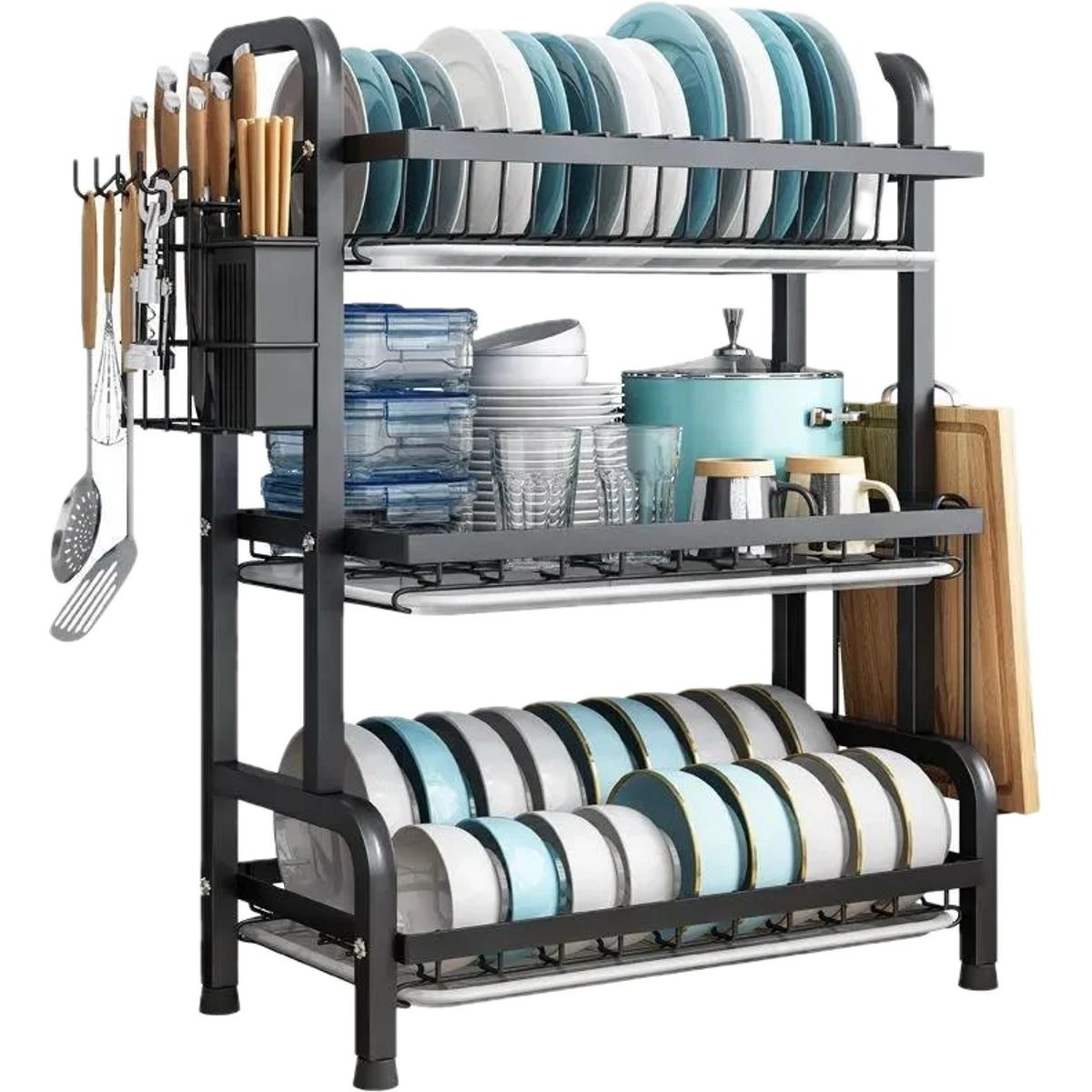 ACTUAL - Secador de Platos Escurridor de Loza 3 Niveles Gran Capacidad