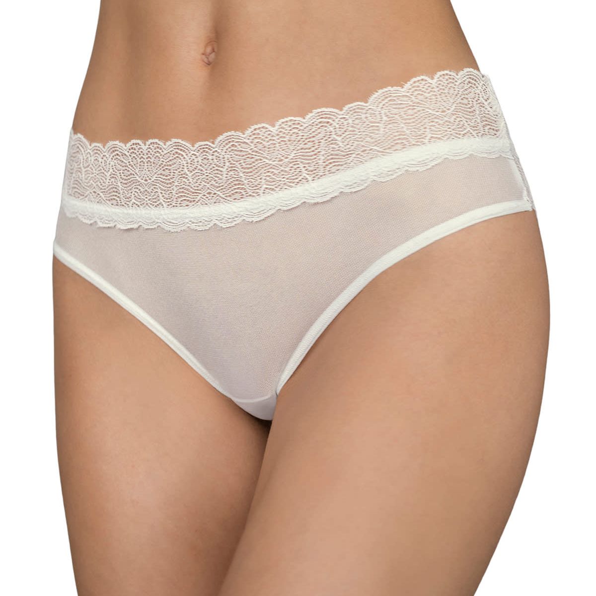 LEONISA - Calzón pantaleta de tiro medio en tul y encaje 012996 Perla