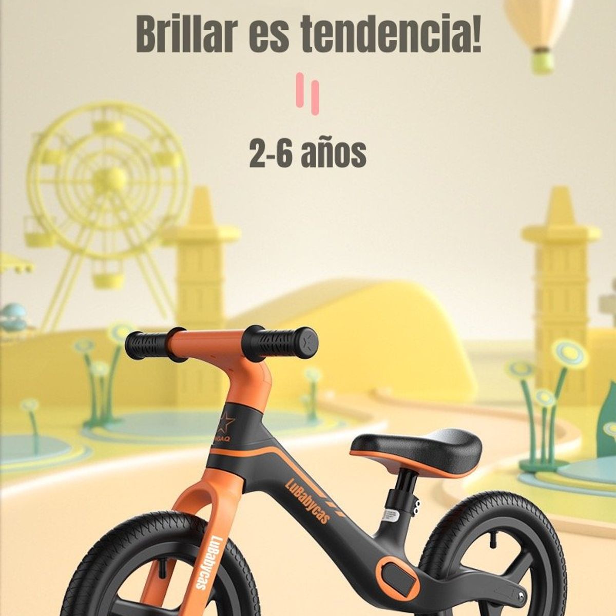 LUBABYCAS - Bicicleta de Equilibrio 2-6 Años Aro 12 LuBabycas Naranja