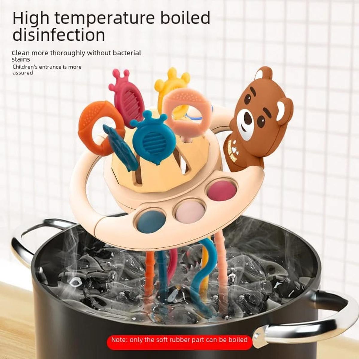 OEM - SONAJERO SENSORIAL DE SILICONA MONTESSORI OSO - Marron - M