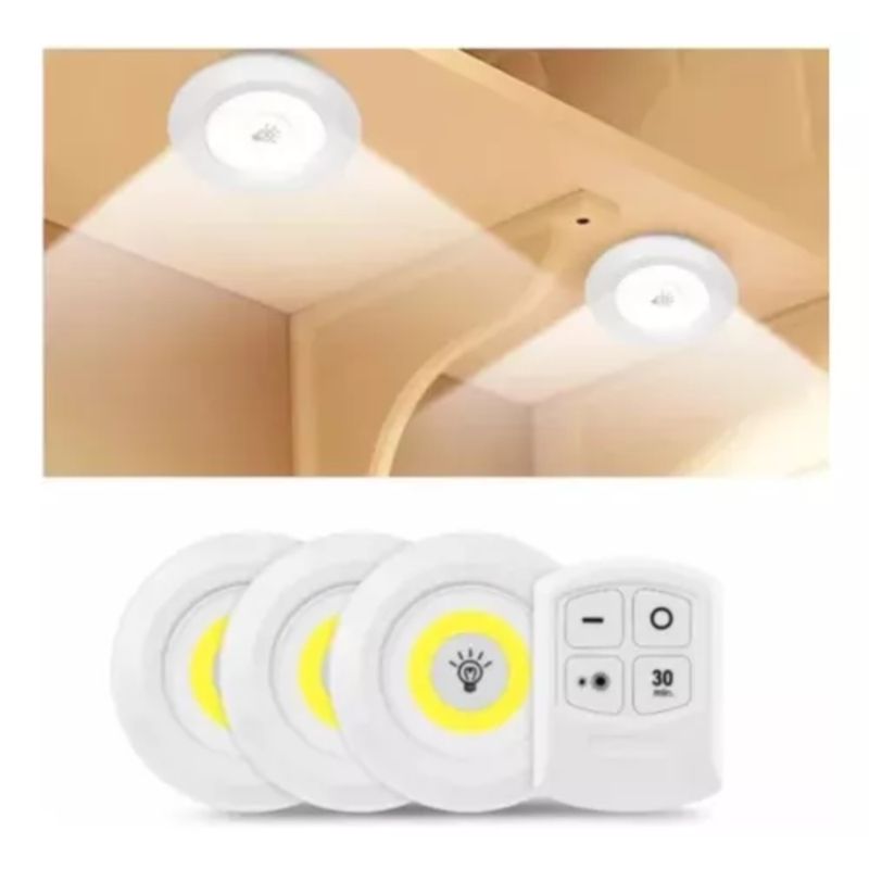 GENERICO - Set 3 Luces Led Portátil Emergencia Inalámbricas Control