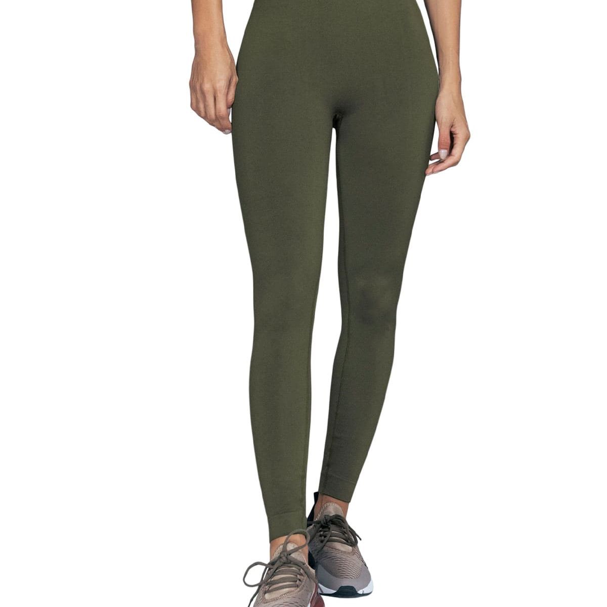 LEONISA - Legging básico sin costuras tecnología SkinFuse 195589 Verde Medio