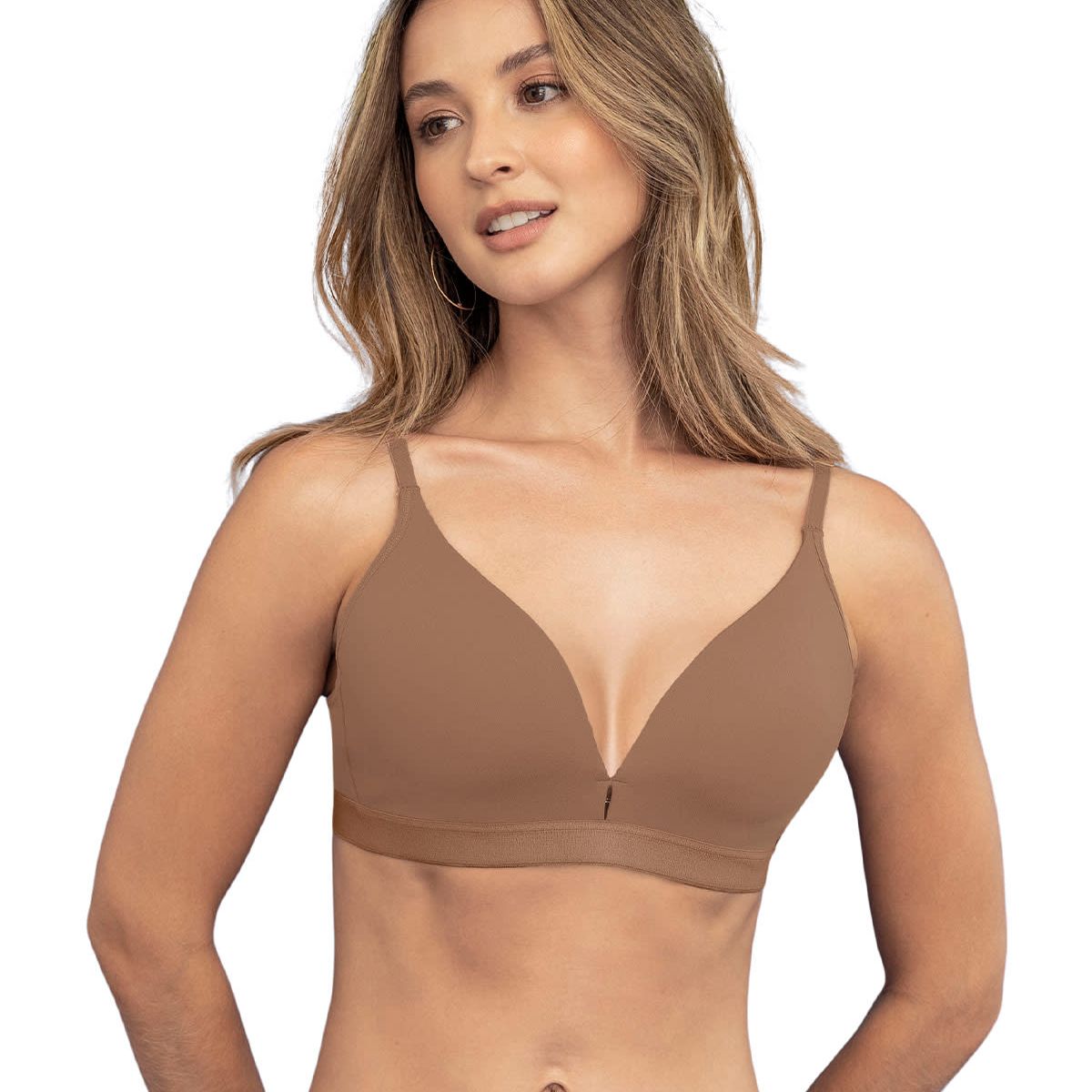 LEONISA - Sostén cómodo sin arco ni realce Essential Day Bra 091074 Cafe Medio