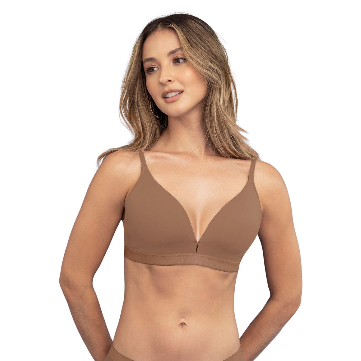 LEONISA - Sostén cómodo sin arco ni realce Essential Day Bra 091074 Cafe Medio