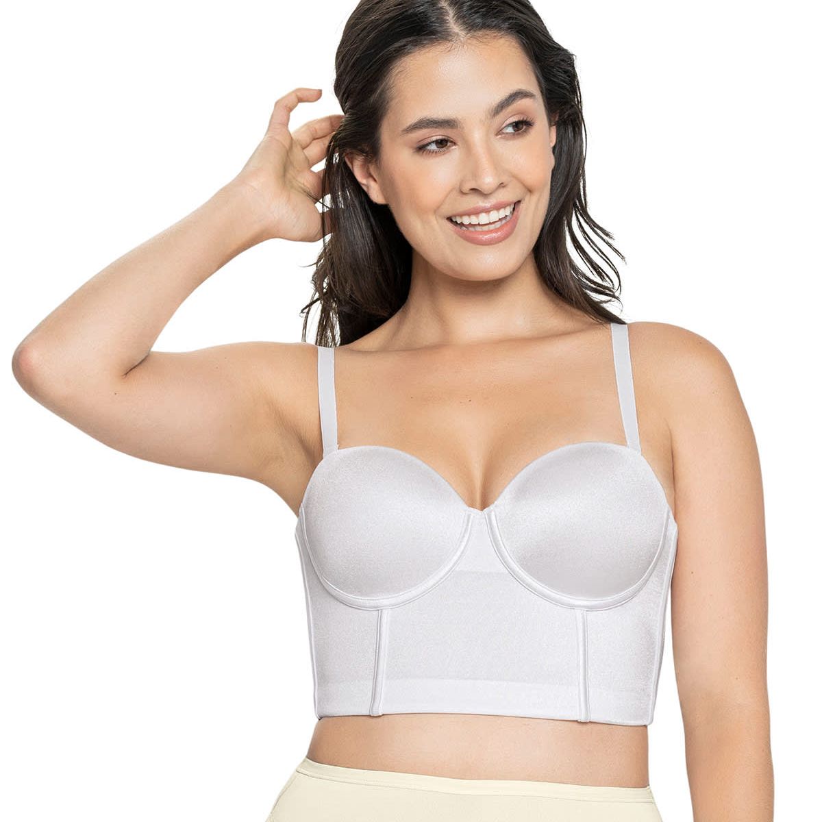 LEONISA - Sostén tipo bustier ideal como strapless 091060 Blanco