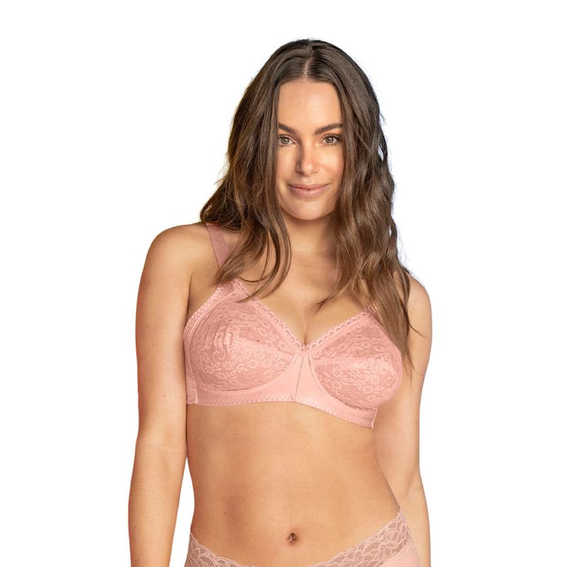 LEONISA - Sostén clásico sin arco con copas en encaje 01176 Rosado