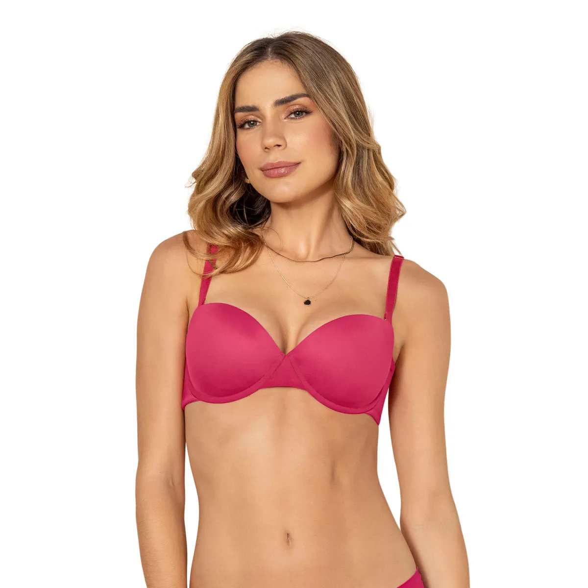 LEONISA - Sostén strapless sin realce con más de 7 formas de uso 091075 Fucsia