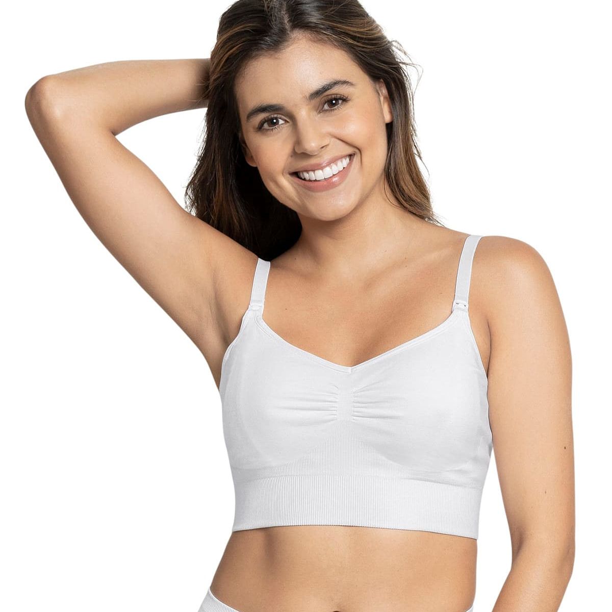 LEONISA - Brastop de maternidad y lactancia tecnología seamless 091064 Blanco
