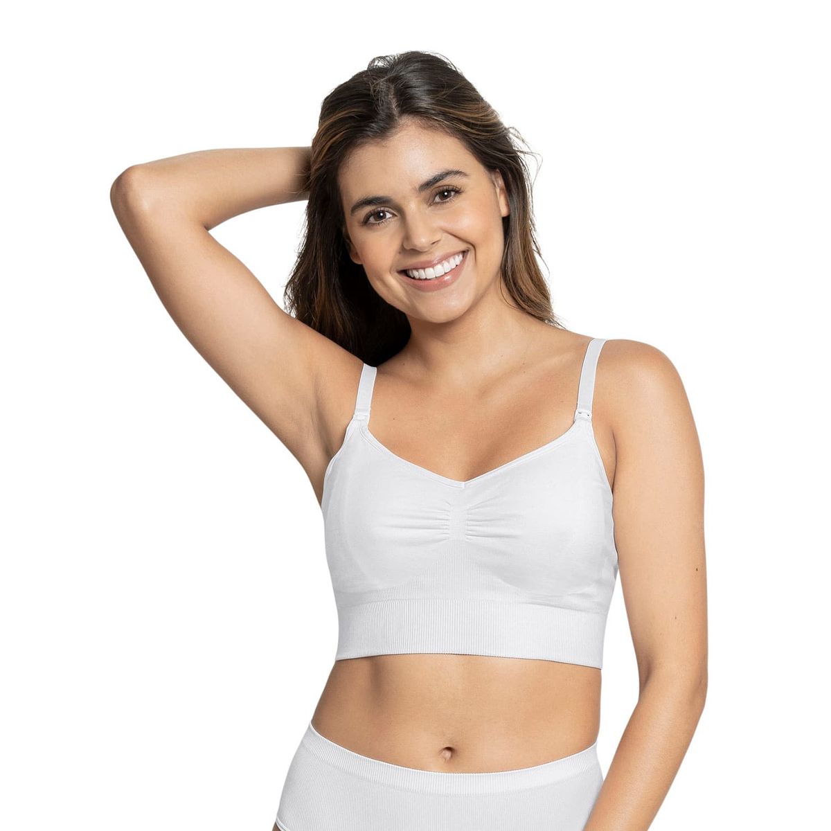 LEONISA - Brastop de maternidad y lactancia tecnología seamless 091064 Blanco