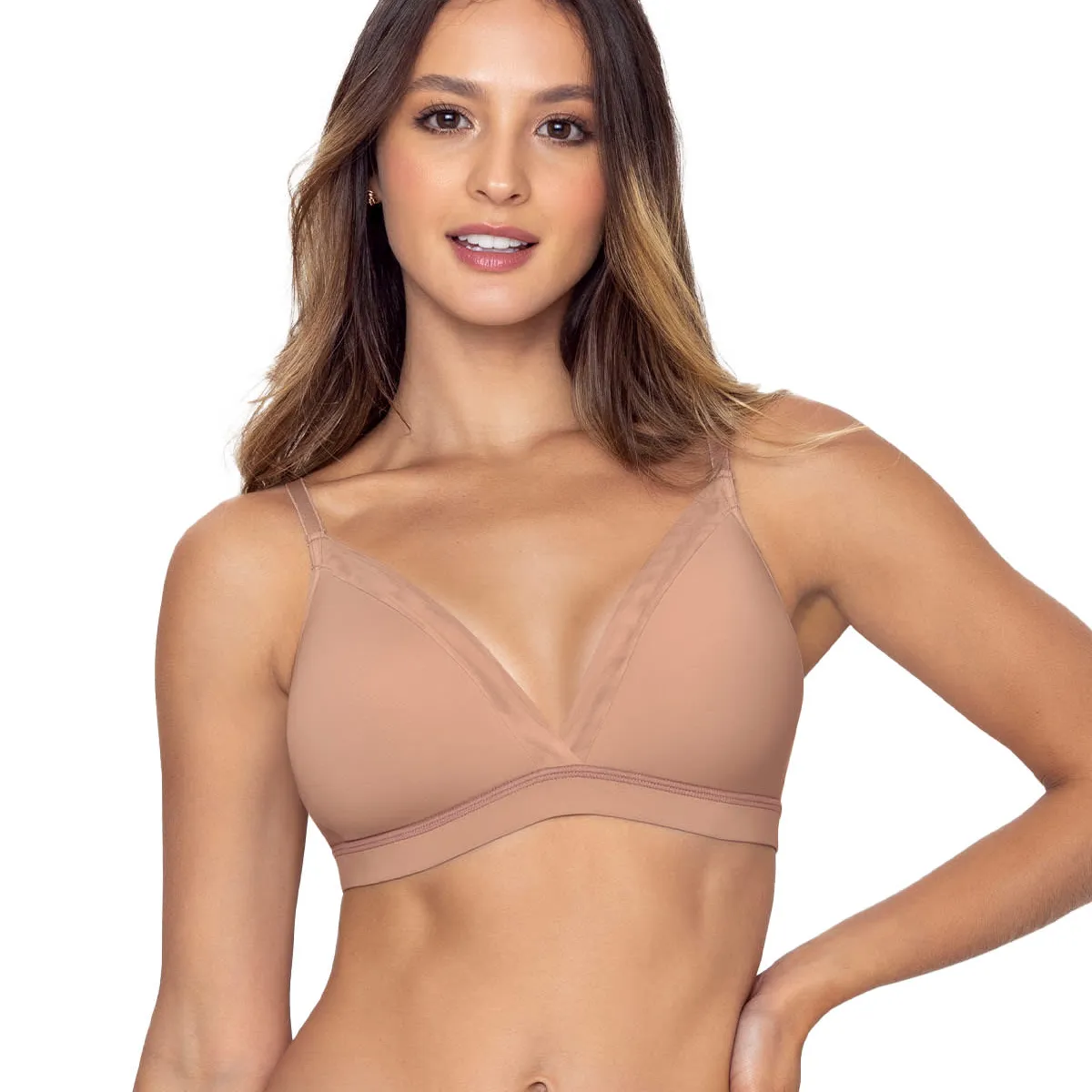 LEONISA - Sostén sin arco Pura Comodidad con detalles en tul 091083 Rosa Claro