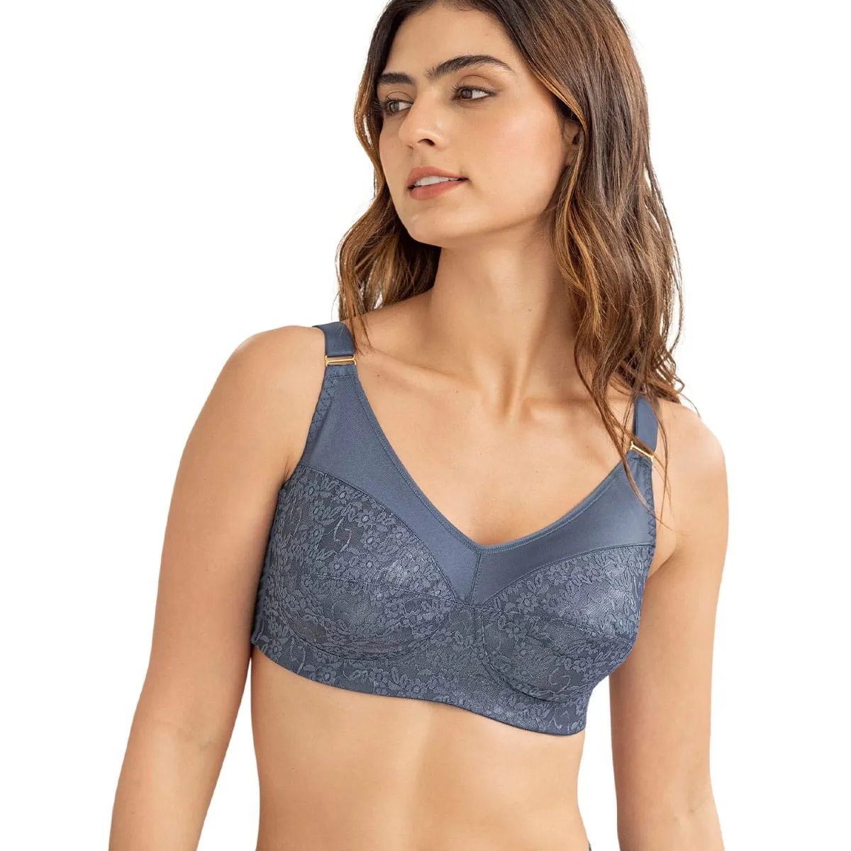 LEONISA - Sostén clásico triangular de máximo cubrimiento 011715 Azul Grisáceo