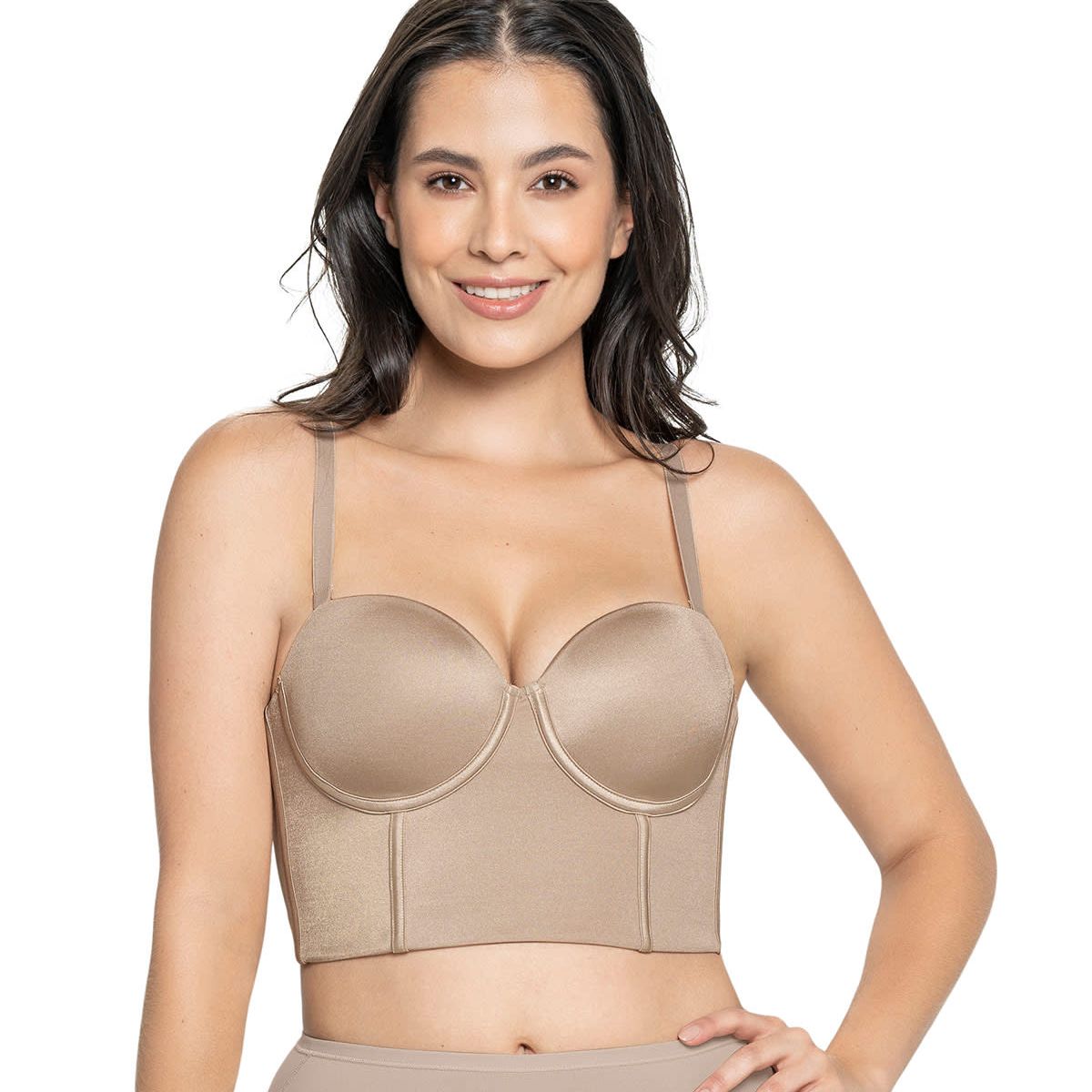 LEONISA - Sostén tipo bustier ideal como strapless 091060 Cafe Claro