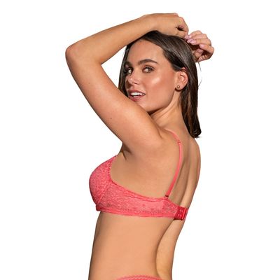Imagen 2 del producto Sostén de realce suave en encaje con breteles multiusos 71326 Coral