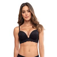 Sostén doble realce escote profundo elaborado en encaje 71345 Negro