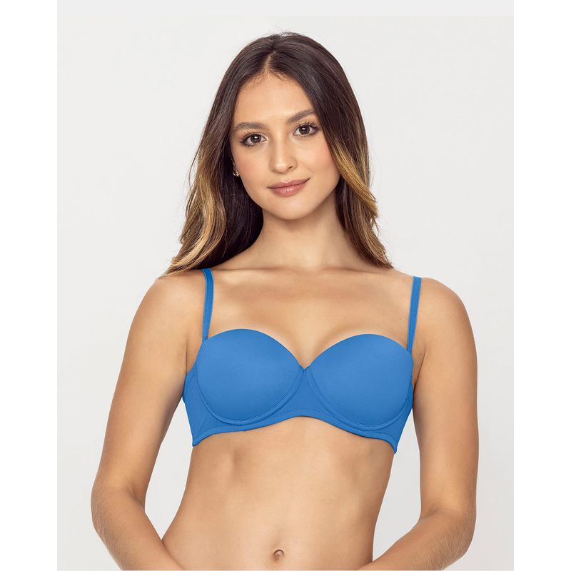 LEONISA - Sostén strapless con realce incorporado 061308 Azul Medio
