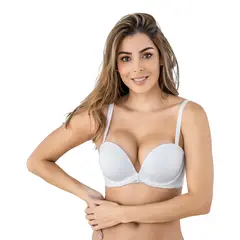 LEONISA - Sostén triple realce efecto 3D escote profundo 091043 Blanco