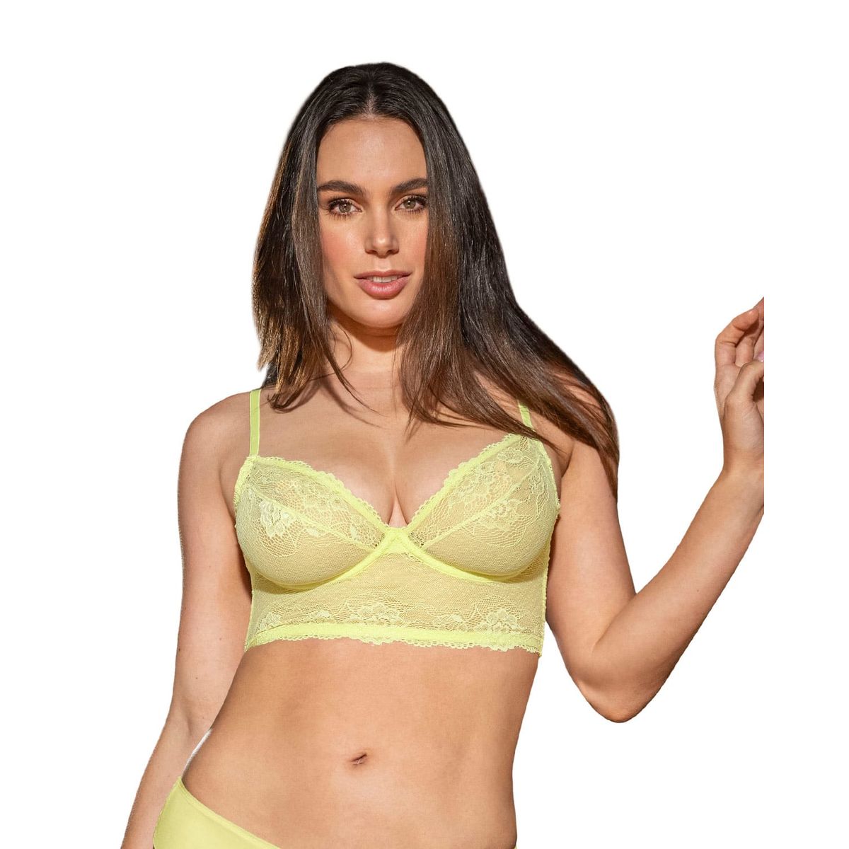 LEONISA - Bustier Siempre Sexy en encaje elástico 091078 Amarillo Claro