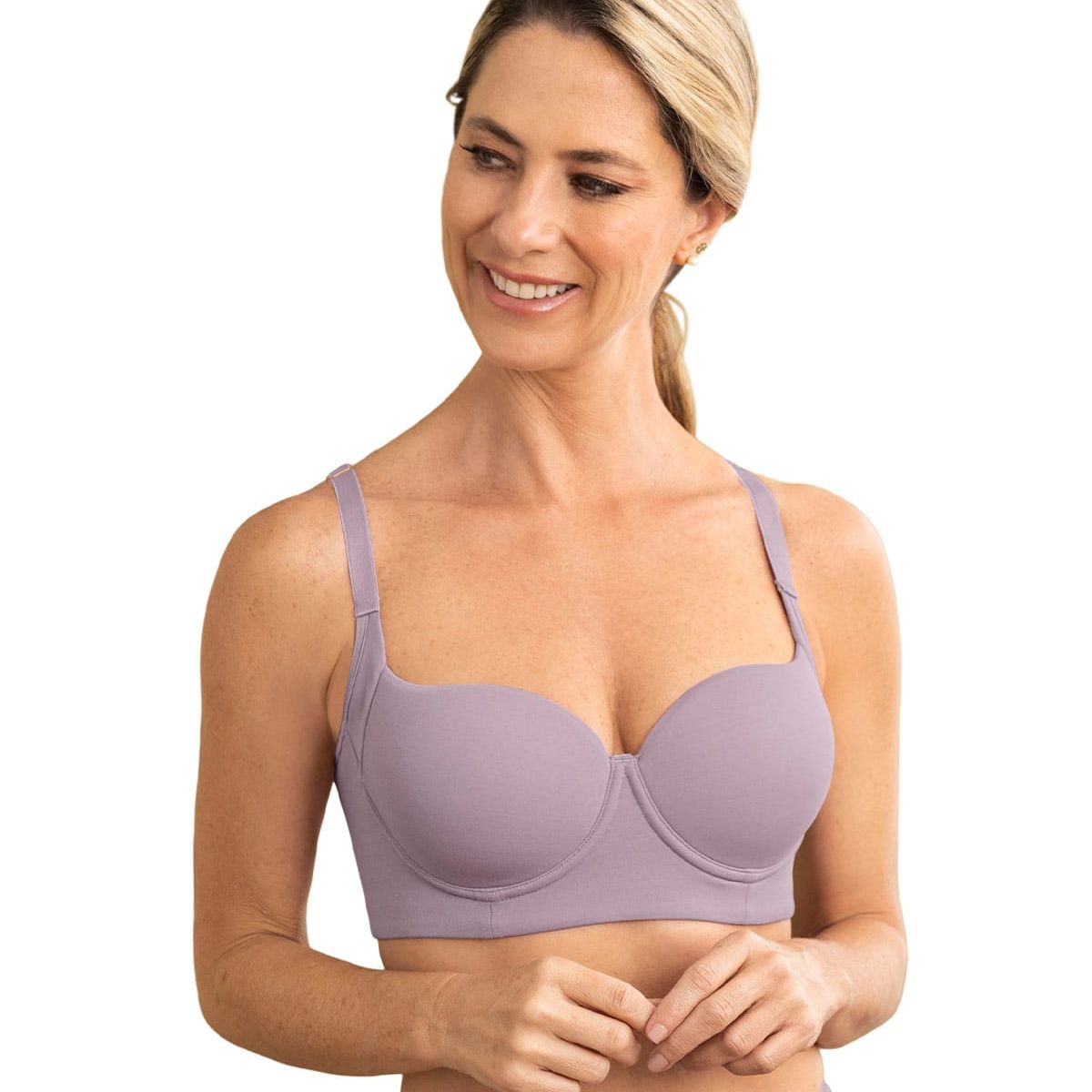 LEONISA - Sostén triangular con cubrimiento de sisa y espalda 71339 Lila