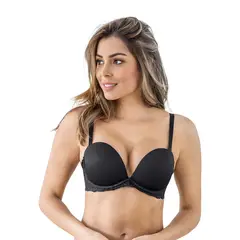 LEONISA - Sostén triple realce efecto 3D escote profundo 091043 Negro