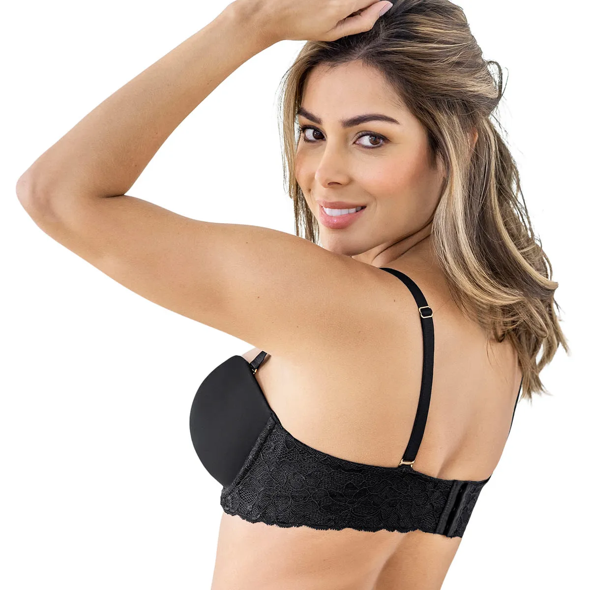 LEONISA - Sostén triple realce efecto 3D escote profundo 091043 Negro