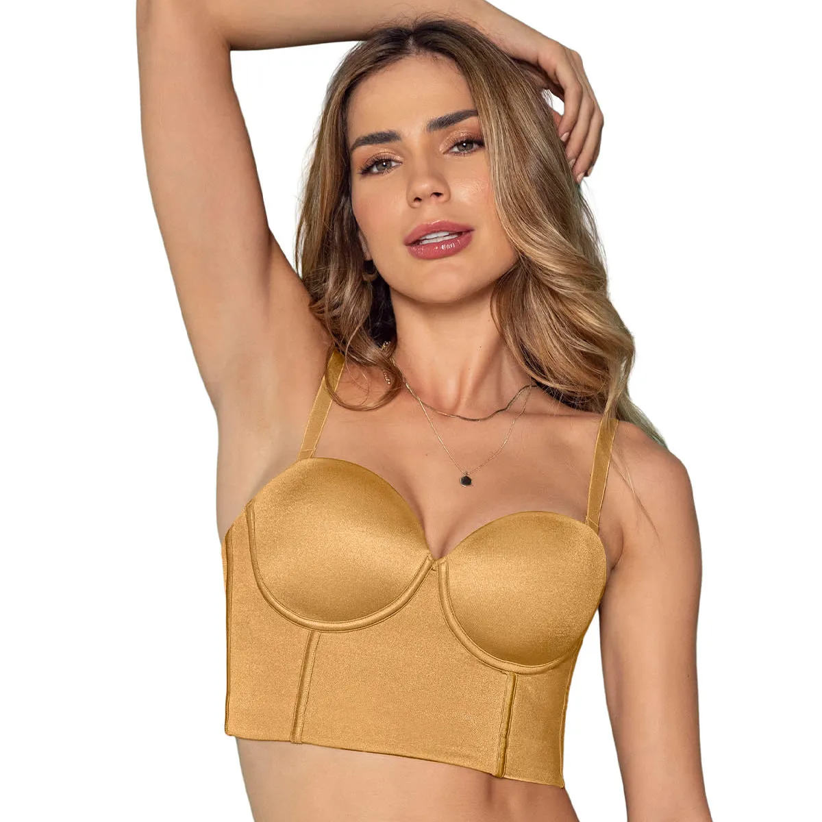 LEONISA - Sostén tipo bustier ideal como strapless 091060 Dorado
