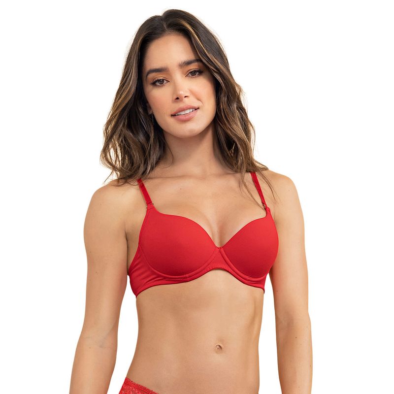 LEONISA - Sostén de realce suave con breteles multiusos 71261 Rojo
