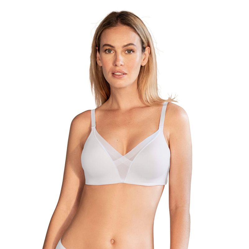 LEONISA - Sostén sin arco de realce alto incorporado Magical Bra 091058 Blanco