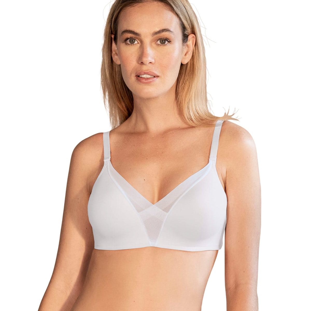 LEONISA - Sostén sin arco de realce alto incorporado Magical Bra 091058 Blanco