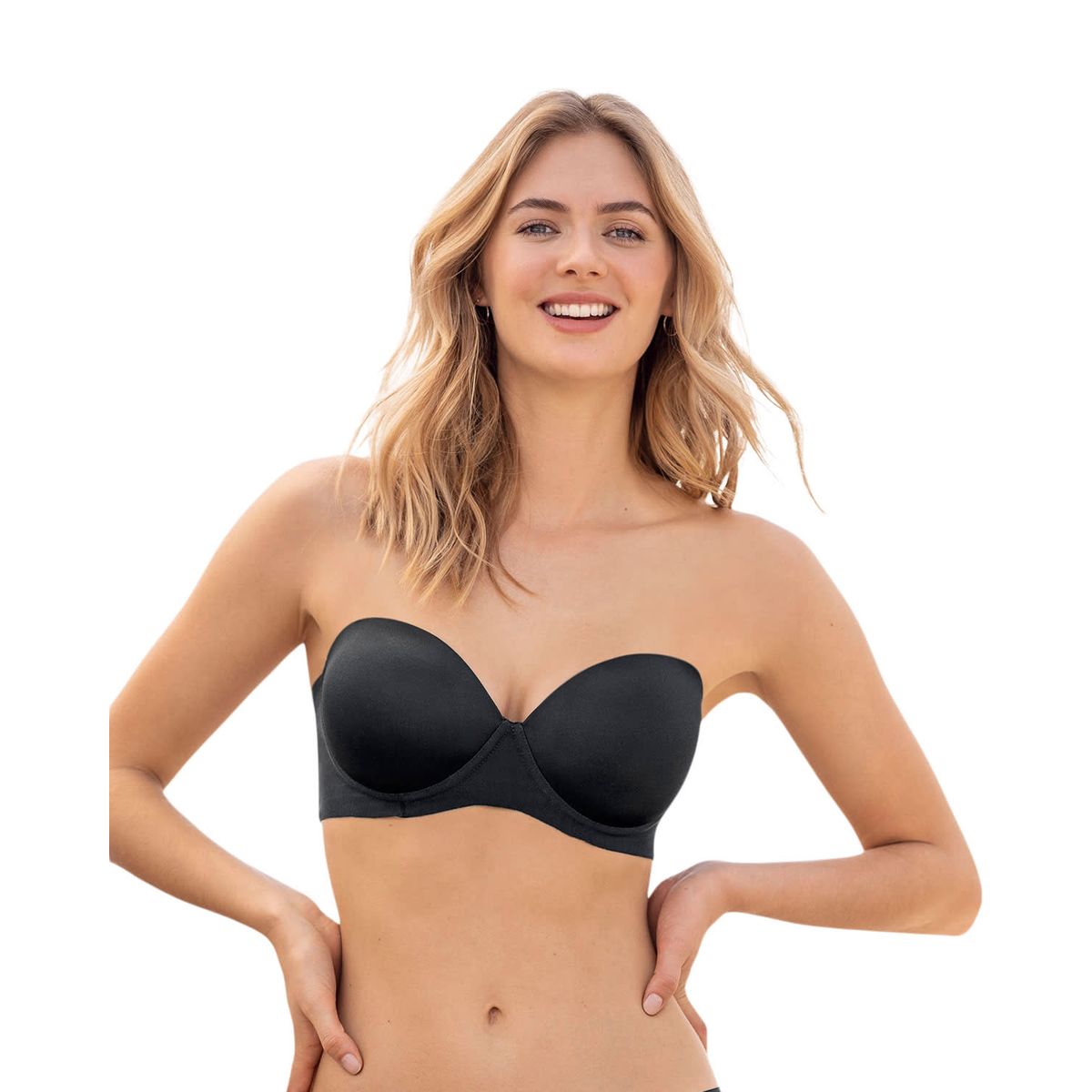LEONISA - Sostén strapless antideslizante Push Up 011981 Negro