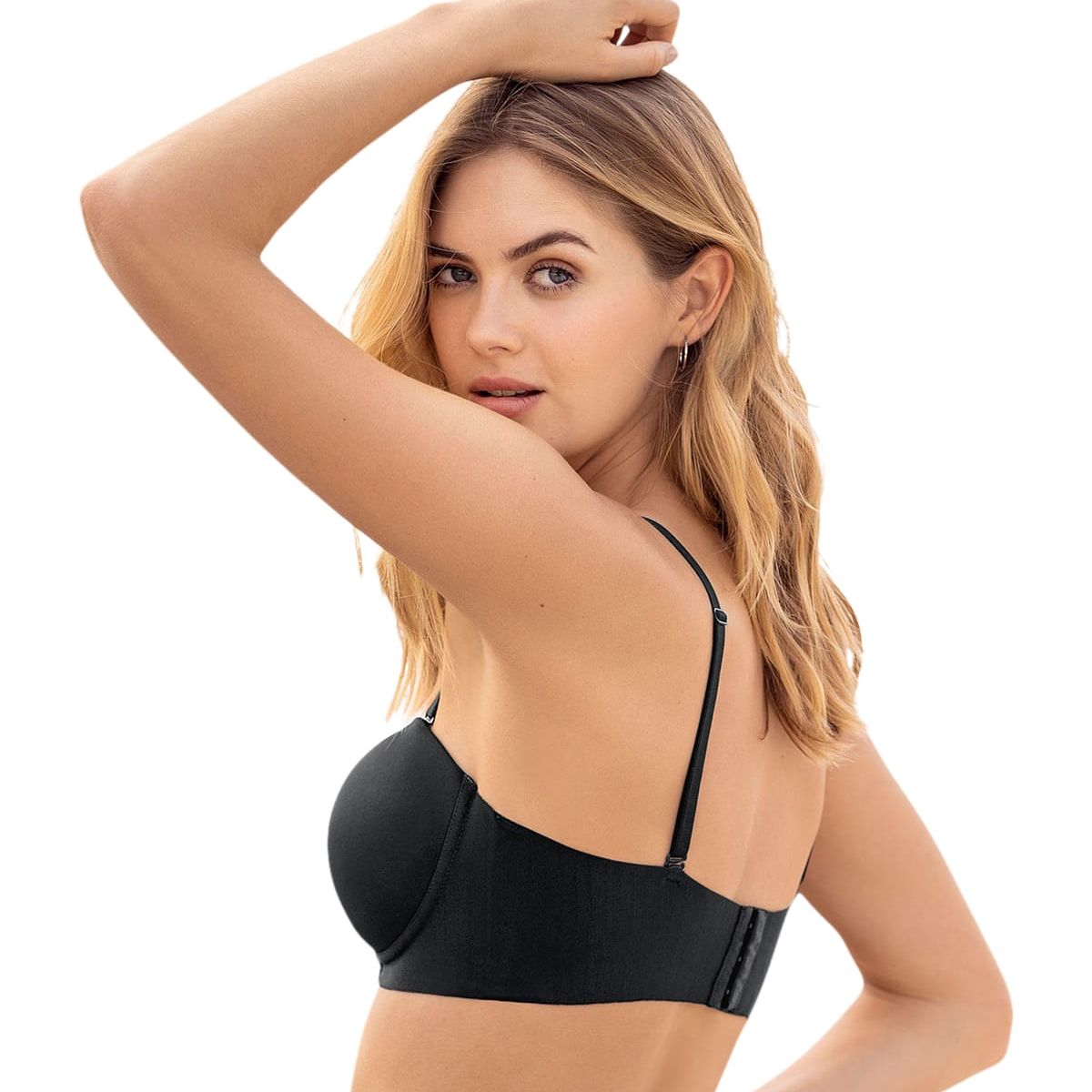 LEONISA - Sostén strapless antideslizante Push Up 011981 Negro