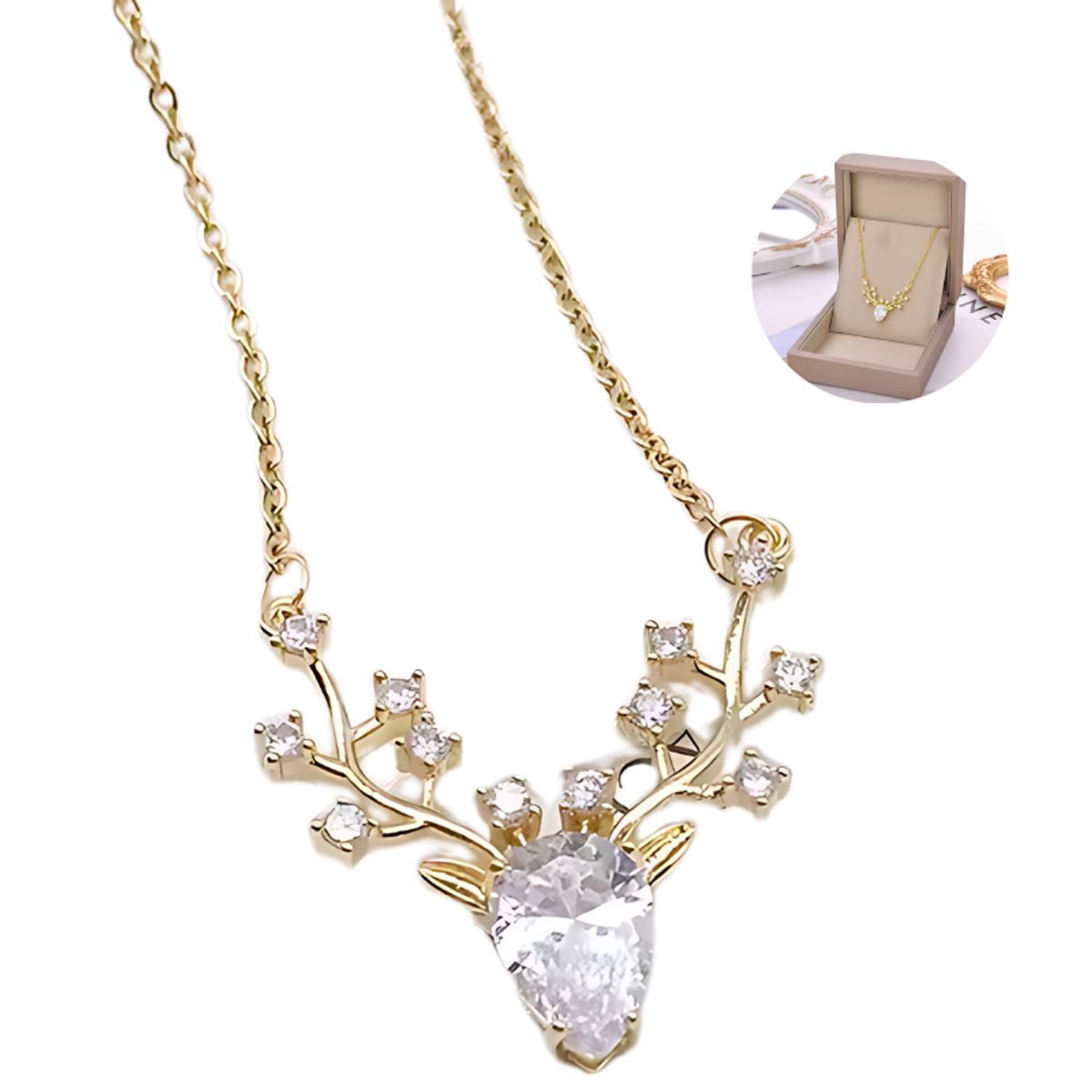 GENERICO - Collar De Venado Colgante Cadena Dije Brillante Para Mujer