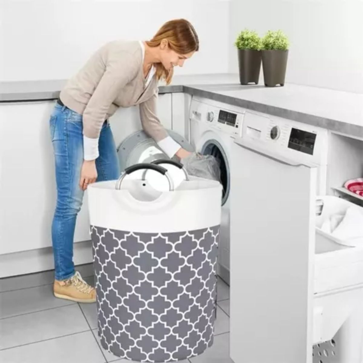 GENERICO - Cesto Plegable De Ropa 82 L Con Asa Organizador Closet Baño