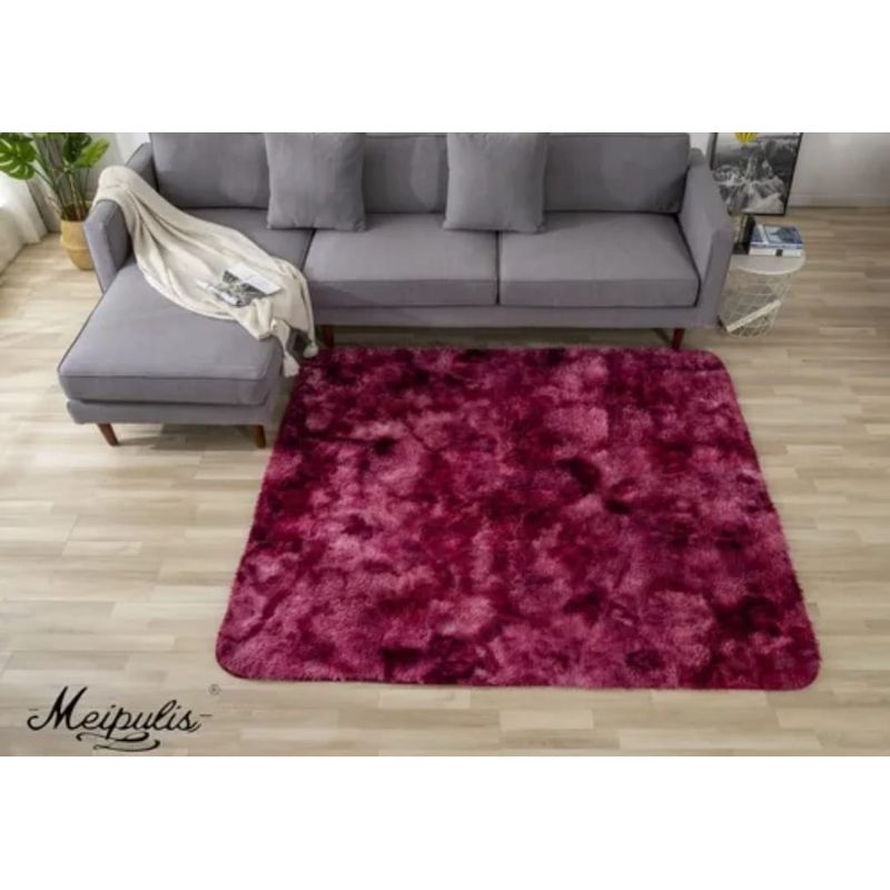 GENERICO - Alfombras peluda tipo Shaggy 200x300 cm Burdeo Jaspeado