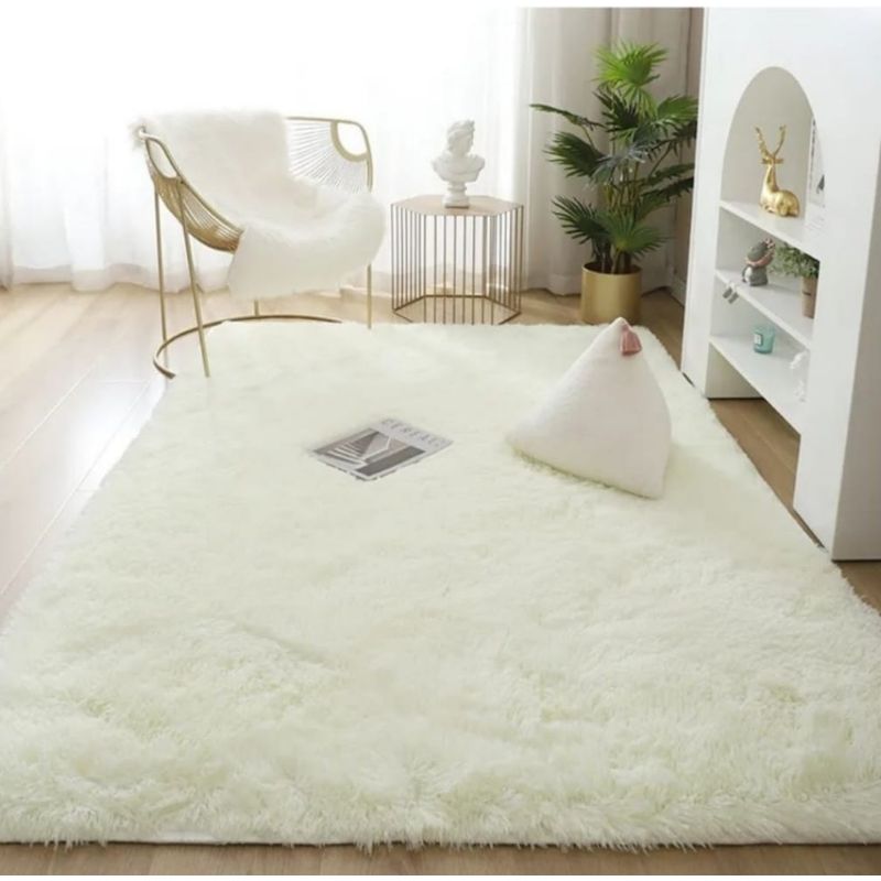 ANGELES DEL HOGAR - Alfombras peluda tipo Shaggy 200x300 cm Blanco