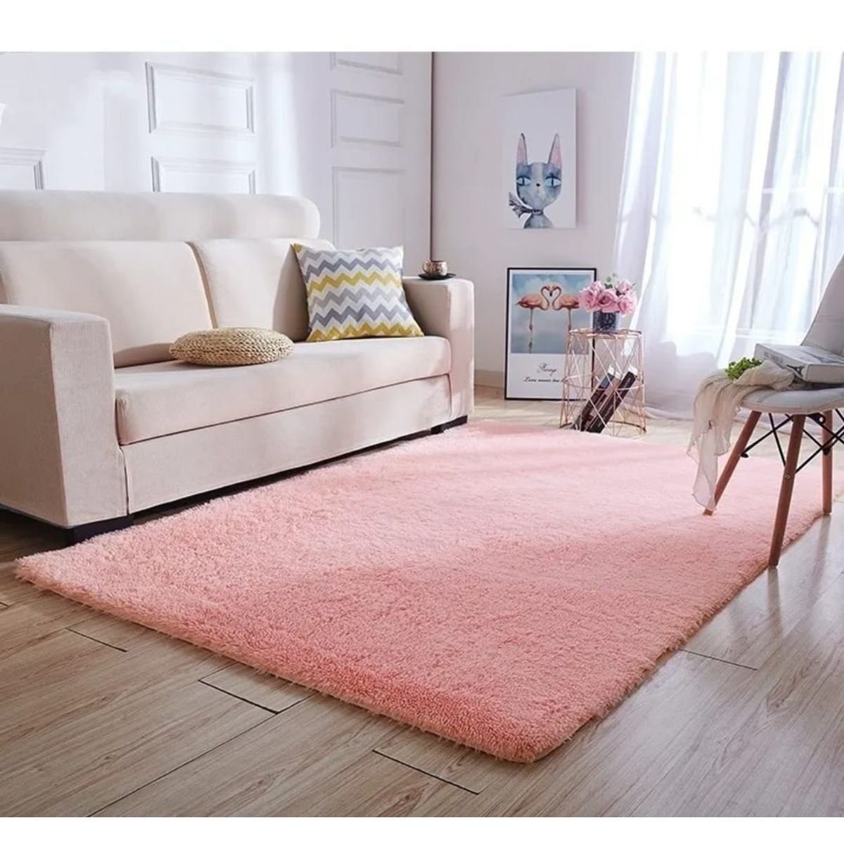 ANGELES DEL HOGAR - Alfombras peluda tipo Shaggy 200x300 cm Rosada