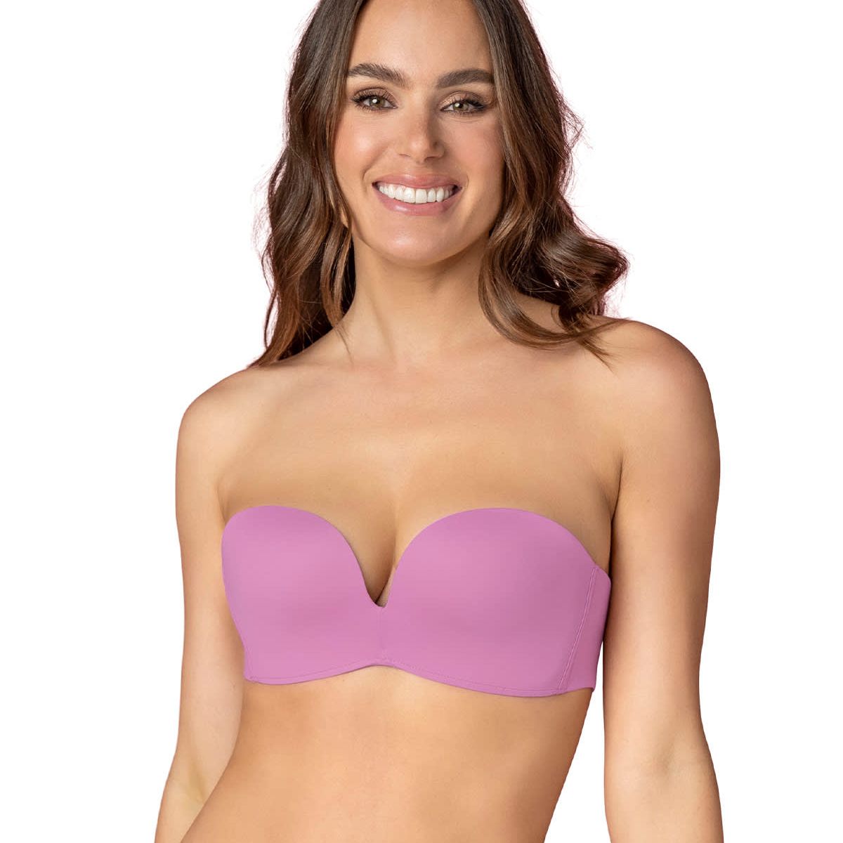 LEONISA - Sostén strapless Antigravedad de realce alto sin arco 011841 Rosado Medio