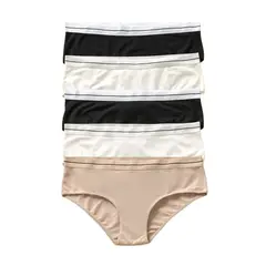 LEONISA - Pack x 5 calzones estilo pantaleta 12999X5 Perla / Negro / Café Claro Linea