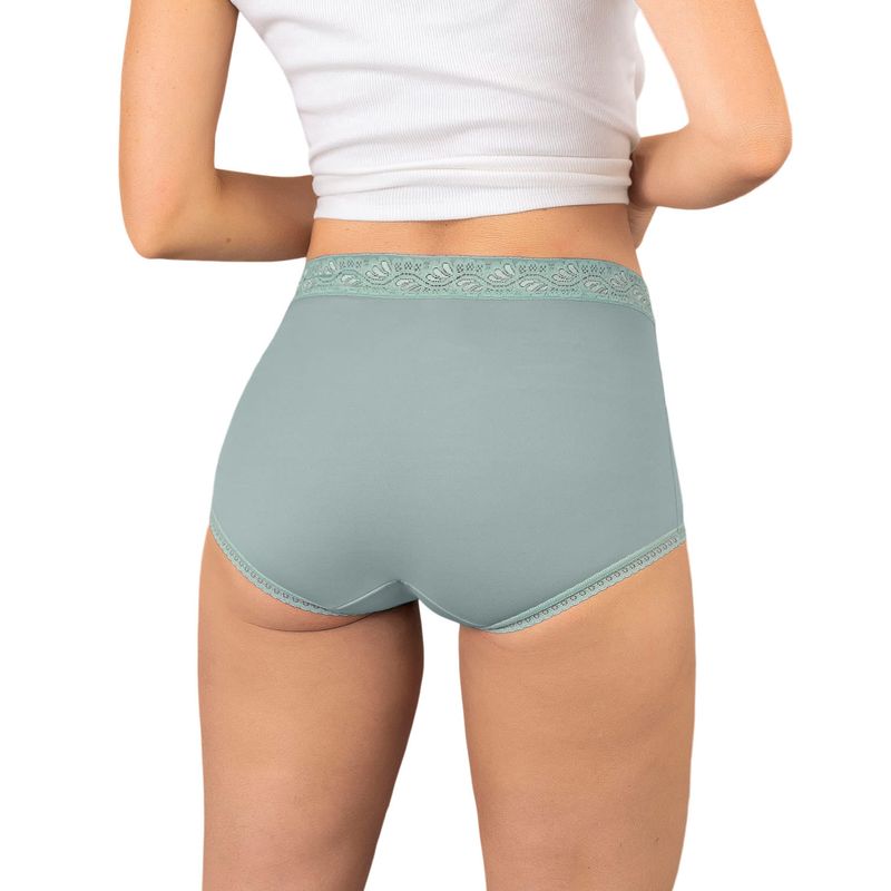 LEONISA - Paquete x 3 Calzones Clásicos con Toques de Encaje 118X3 Mandarina / Gris Verdoso / Caf