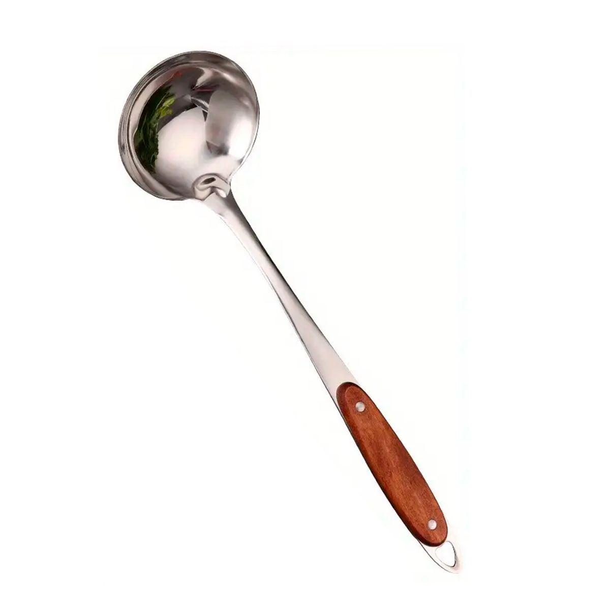 GENERICO - Cucharon Inoxidable Mango Madera Para Tu Cocina