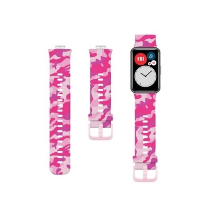 GENERICO - Correa De Camuflaje Compatible con Huawei Watch Fit Rosado M
