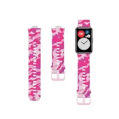 GENERICO - Correa De Camuflaje Compatible con Huawei Watch Fit Rosado M