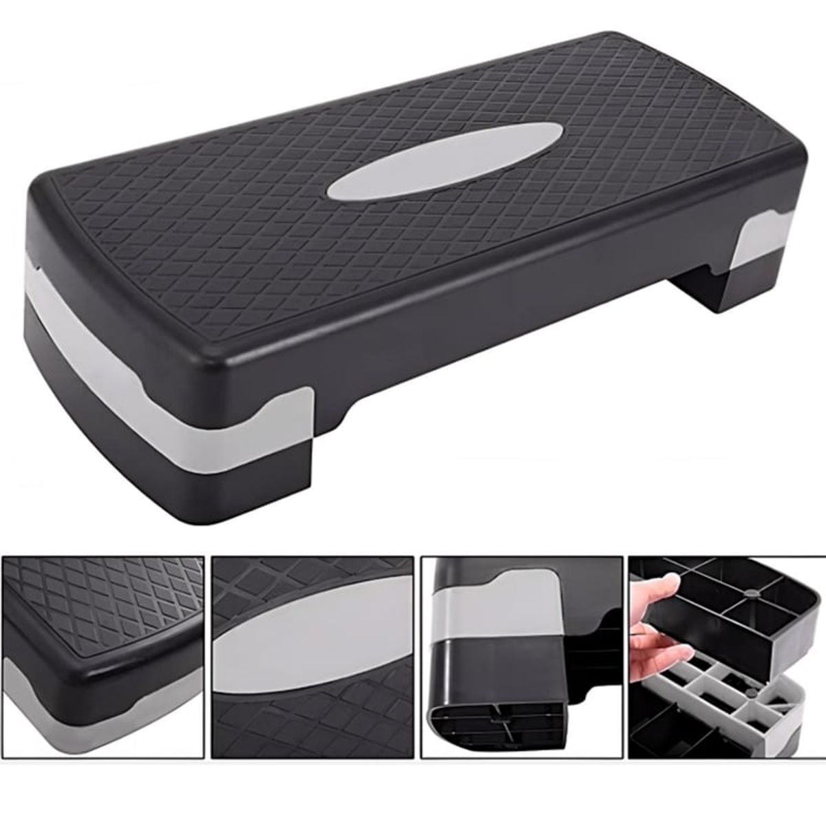 U BUY - Step Aerobico 2 Niveles Antideslizante Pilates Fitness negro