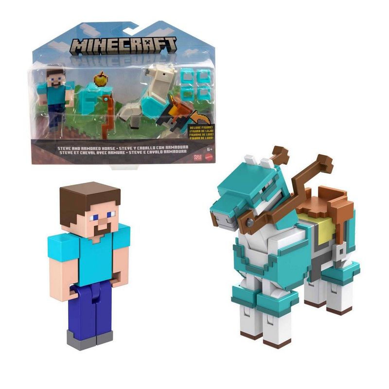 MINECRAFT - MINECRAFT FIGURA 8CM CRAFTING - STEVE Y CABALLO CON ARMADURA