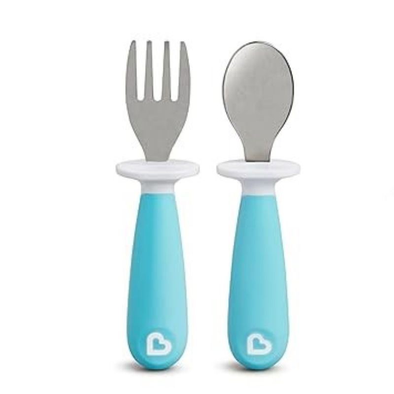 MUNCHKIN - Set de 2 Cuchara y Tenedor para Niños MUNCHKIN Raise Azul